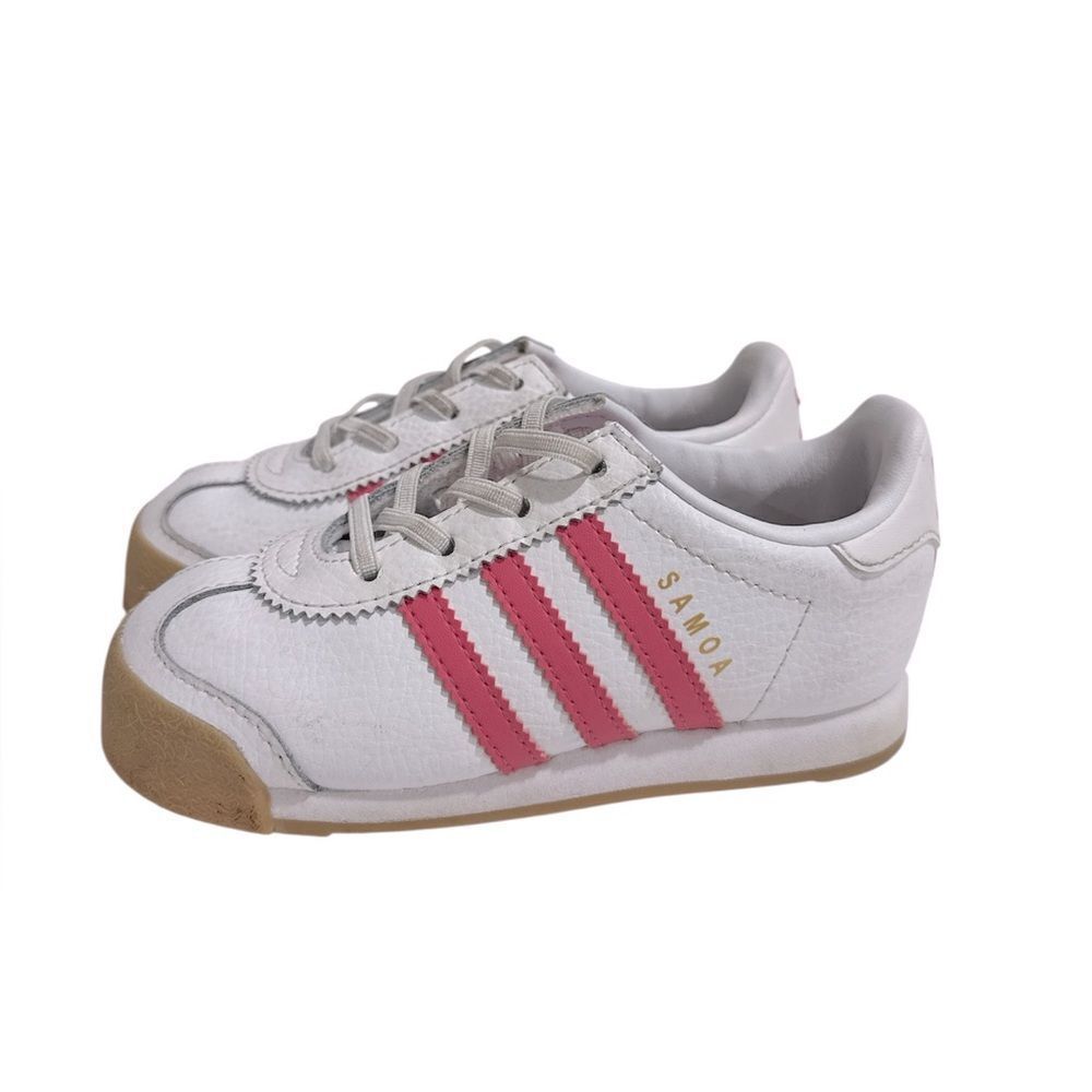 adidas Samoa Kids Sneakers White with Pink Stripes